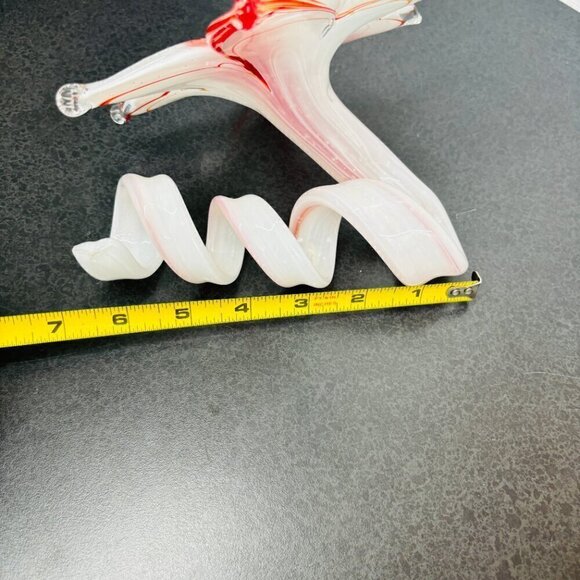 VTG MURANO Art Glass Flower Decor Art Orange & White Spiral Stem Hand blown - Picture 7 of 8